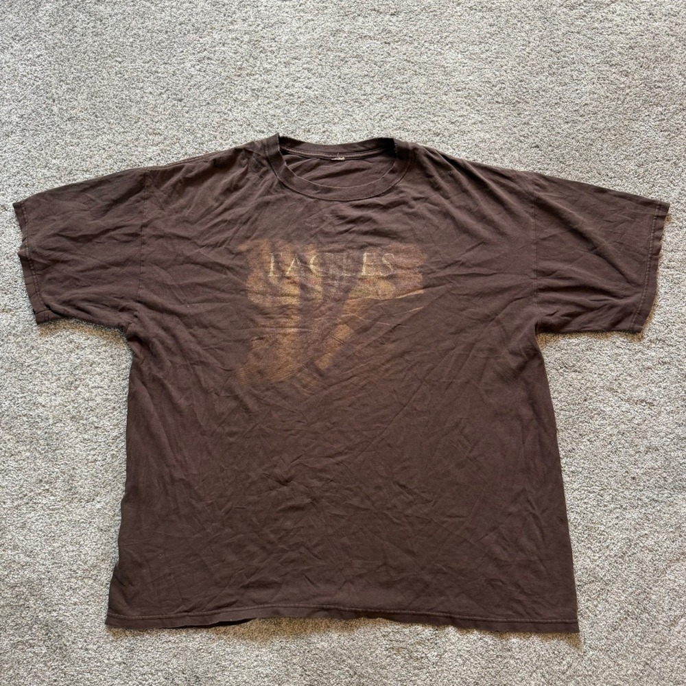 Eagles Band Tee Vintage Distressed Graphic T-Shirt Brown Rock Music Short Sleeve